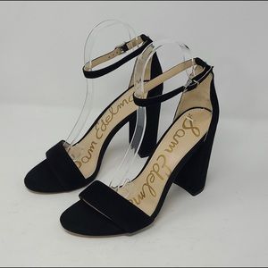 Sam Edelman Yaro Block Heel Sandals Suede Leather Cokor Black Size 8.5M